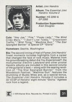 1979 Warner Brothers Records #31 Jimi Hendrix Back