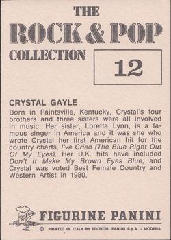 1980 Panini Rock & Pop Collection Stickers #12 Crystal Gayle Back