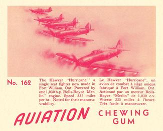 1940 World Wide Gum Aviation Chewing Gum (V401) #162 Hawker Hurricane Front