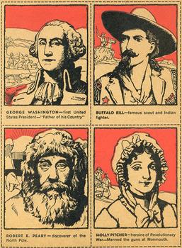 1930 Post Cereal Famous North Americans (F278-50) - Panels #NNO George Washington / Buffalo Bill / Robert E. Peary / Molly Pitcher Front