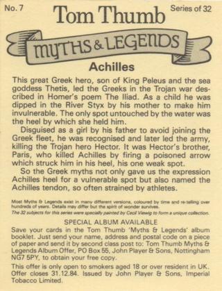 1982 Player's Tom Thumb Myths & Legends #7 Achilles Back
