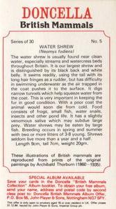 1983 Doncella British Mammals #5 Water Shrew Back
