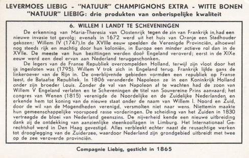 1956 Liebig Geschiedenis van Nederland (History of Holland) (Dutch Text) (F1641, S1657) #6 Willem I landt te Scheveningen Back