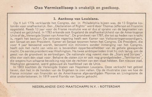 1956 Liebig/Oxo Geschiedenis van de Verenigde Staten (History of the United States of America) (Dutch Text) (F1640, S1659) #2 Aankoop van Louisiana Back
