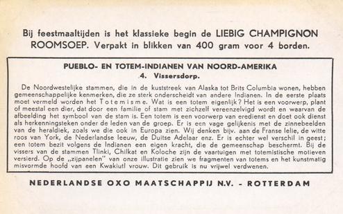 1956 Liebig Pueblo- en Totem-Indianen van Noord-Amerika (North American Indians) (Dutch Text) (F1643, S1642) #4 Vissersdorp Back