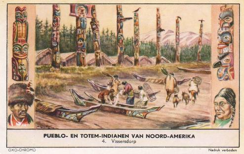 1956 Liebig Pueblo- en Totem-Indianen van Noord-Amerika (North American Indians) (Dutch Text) (F1643, S1642) #4 Vissersdorp Front