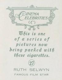 1935 BAT Cinema Celebrities C (Large) #27 Ruth Selwyn Back
