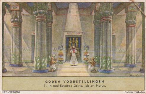 1956 Liebig Goden-Voorstellingen (Holy Places) (Dutch Text) (F1653, S1654) #1 In oud-Egypte : Osiris. Isis en Horus Front