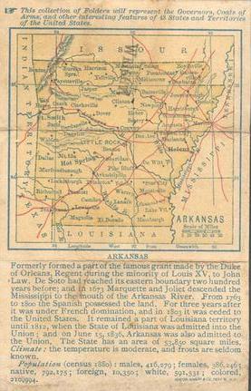 1888 W. Duke, Sons & Co. State Governors (N133) #NNO Arkansas Back