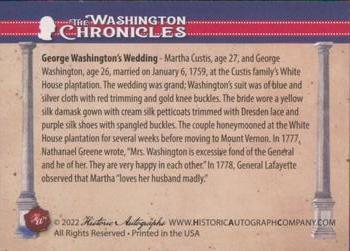 2022 Historic Autographs The Washington Chronicles #42 George Washington's Wedding Back