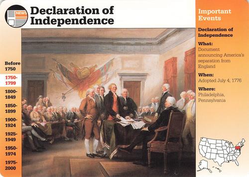 1994-01 Grolier Story of America Cards #2.7 Declaration of Independence Front