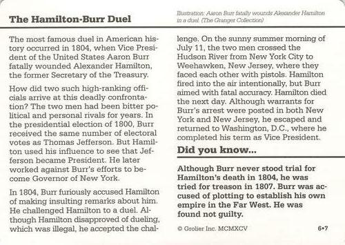 1994-01 Grolier Story of America #6.7 The Hamilton-Burr Duel Back