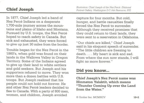 1994-01 Grolier Story of America #18.2 Chief Joseph Back