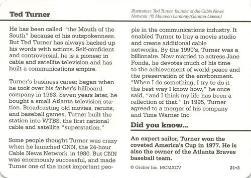 1994-01 Grolier Story of America #21.3 Ted Turner Back