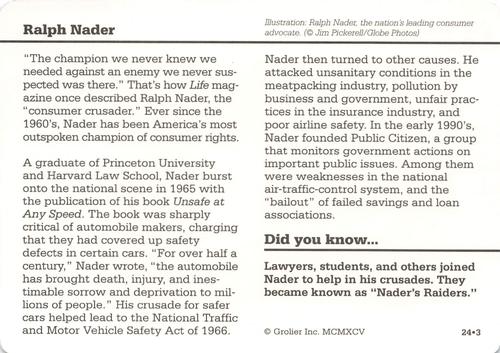 1994-01 Grolier Story of America #24.3 Ralph Nader Back