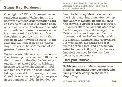 1994-01 Grolier Story of America #84.8 Sugar Ray Robinson Back