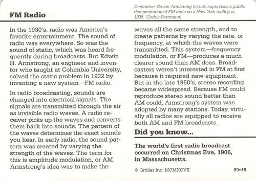 1994-01 Grolier Story of America #89.15 FM Radio Back