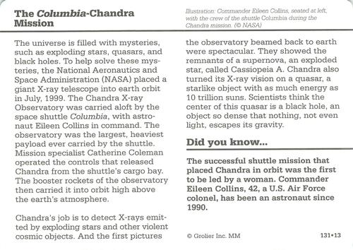 1994-01 Grolier Story of America #131.13 The Columbia-Chandra Mission Back