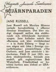 1956-62 Hemmets Journal Stjarnparaden #97 Jane Russell Back