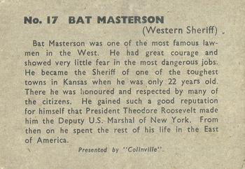 1960 Colinville Prairie Pioneers #17 Bat Masterson Back