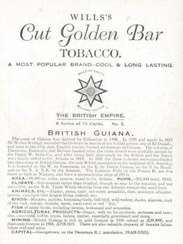 1930 Wills's The British Empire #2 British Guiana Back
