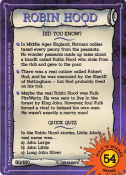 2002 Horrible Histories Wild 'n' Wicked #80 Robin Hood Back