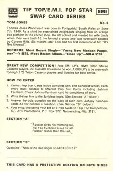 1972 Tip Top/EMI Pop Stars #6 Tom Jones Back