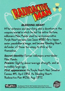 1994 SkyBox The Simpsons Series II - Radioactive Man #R6 Bleeding Heart Back