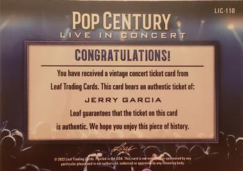 2022 Leaf Metal Pop Century - Live In Concert Ticket Relics #LIC-110 Jerry Garcia Back