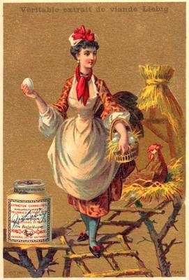1883 Liebig Oiseaux - femmes (Bird Woman II) (French text) (F126, S165) #NNO Chicken Front