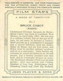 1934 Player's Film Stars (Large) #7 Bruce Cabot Back
