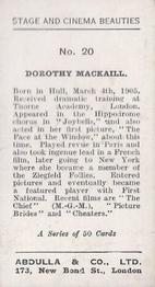 1935 Abdulla Stage and Cinema Beauties #20 Dorothy Mackaill Back