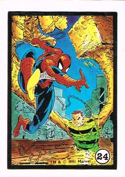 1991 Comic Images Spider-Man Webs Trading Stickers #24 Spider-Man / Sandman Front