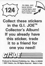 1987 Hasbro G.I. Joe #124 Sneak Peek Bio Back