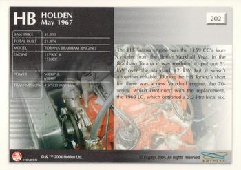 2004 Kryptyx Holden Master Collection; 2nd Series #202 HB Torana Brabham (Engine) Back