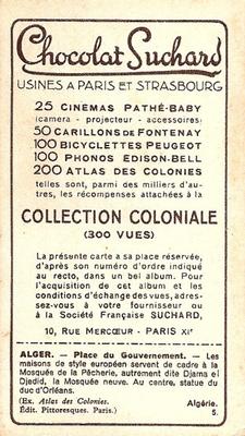 1933 Suchard Collection Coloniale (25 Cinémas backs) #5 Alger - Place du Gouvernement (Algérie) Back