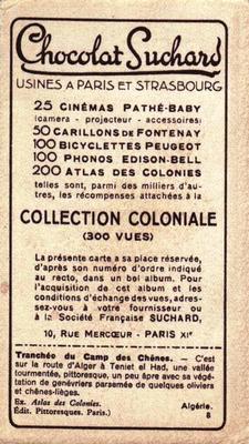 1933 Suchard Collection Coloniale (25 Cinémas backs) #8 Tranchée du Camp des Chênes (Algérie) Back