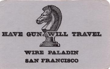 1959 Wisk Detergent Paladin (Have Gun Will Travel) #NNO Paladin Makes Peace with the Indians Back