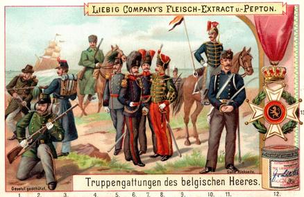 1899 Liebig Military Uniforms (German Text) (F607, S608) #NNO Belgium Front