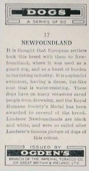 1936 Ogden's Dogs #17 Newfoundland Back