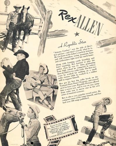 1950 Dixie Cup Lid Premiums Movie Stars (F5-16c) #NNO Rex Allen Back