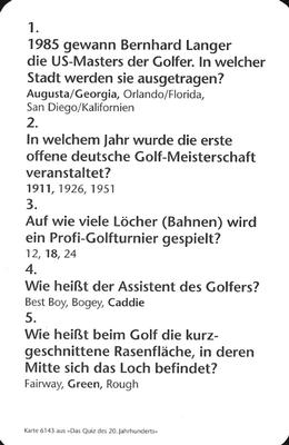 1997 Harenberg Verlag Das Quiz des 20. Jahrhunderts #6143 Bernhard Langer Back