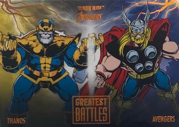 2022 Fleer Ultra Marvel Avengers - Greatest Battles Orange Foil #EB-11 Infinity Gauntlet Front