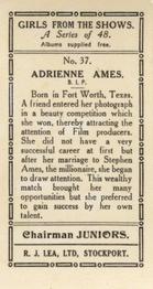 1935 Chairman Juniors Girls from the Shows #37 Adrienne Ames Back