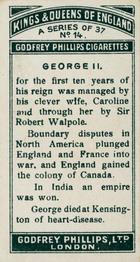 1925 Godfrey Phillips Kings and Queens of England #14 George II Back