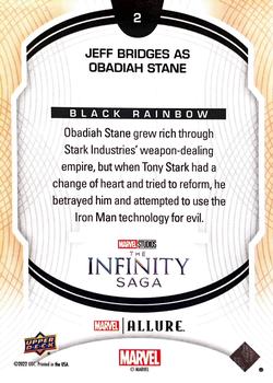 2022 Upper Deck Allure Marvel Studios - Black Rainbow #2 Jeff Bridges as Obadiah Stane Back