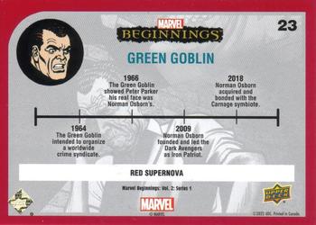 2022 Upper Deck Marvel Beginnings Volume 2, Series 1 - Red Supernova #23 Green Goblin Back