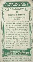 1912 Lambert & Butler World's Locomotives 1st Series #13 North Eastern Back