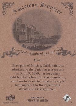 2022 Upper Deck Goudey Wild West Weekly - American Frontier Achievements #AF-3 California Admitted as 31st State Back