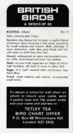 1975 Tetley Tea British Birds #9 Kestrel Back